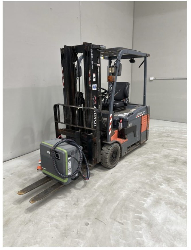 Used 2013 Toyota 7FBE18 1.8 tonne electric forklift with container mast, stock CE2129