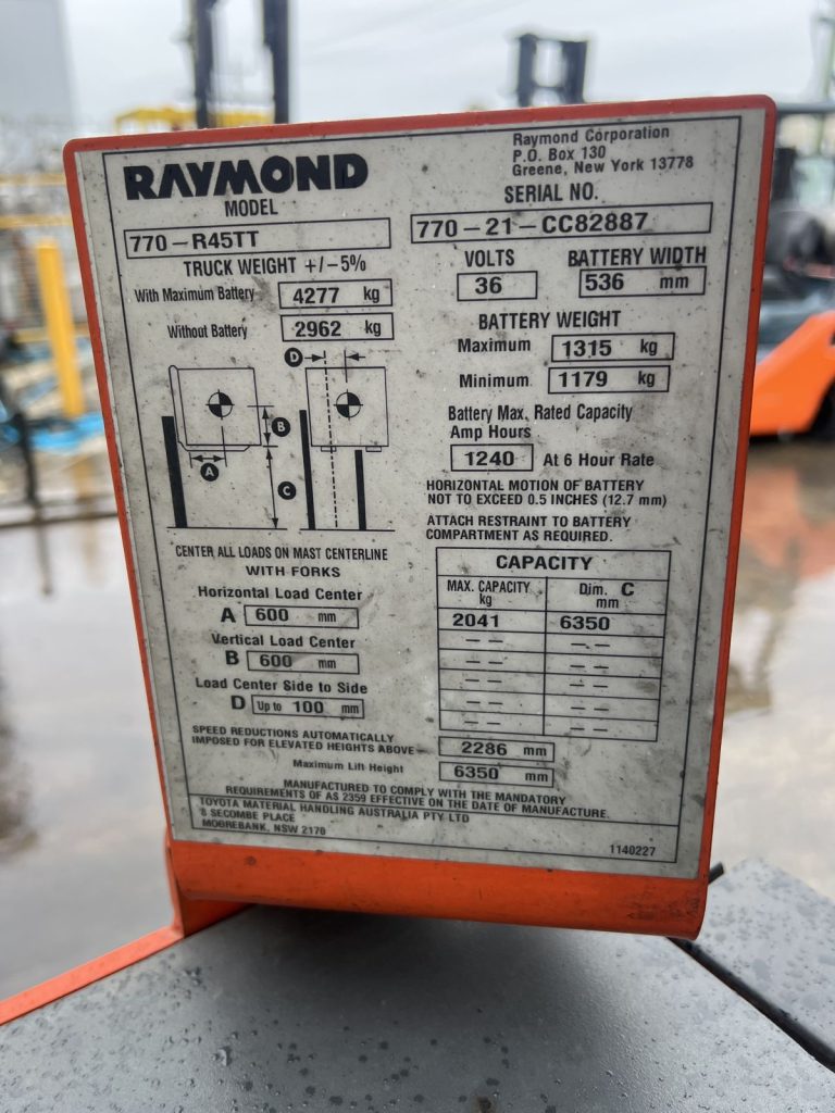 Used 2021 Raymond 770-R45TT 2.0 tonne electric reach truck with standard mast, stock RR2077, photo 7