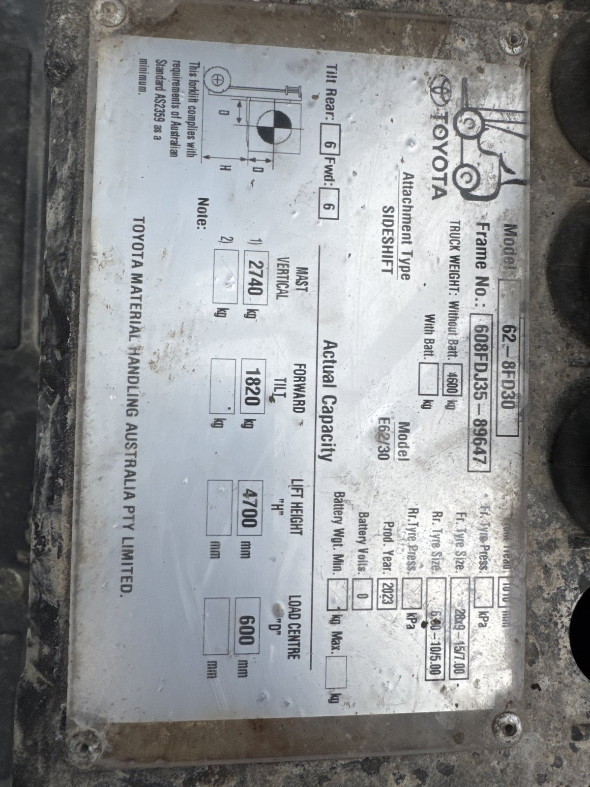 2023 Toyota 62-8FD30 3.0T Diesel Forklift – 4.7m Container Mast, Side Shift